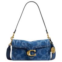 Coach X CLOT Bendradarbiavimo Tabby 26 Metalinio Logotipo Audinio Crossbody Pečių Krepšys Vidutinio Dydžio Moteriški Krepšiai Tamsiai Indigo CDW25-B4YRJ Basic Set (Bag+Dust Bag)
