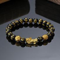 FengShui Turto ir Sėkmės Apyrankė, Feng Shui Juodo Obsidianas Pixiu Turto Apyrankė Klestėjimo Budos Karoliukai Elastinga Apyrankė 8mm