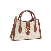 Michael Kors MK Gabby Logotipo Spaudos Kasdienė Pečių Tote Rankinė Moteriškos rankinės Vanilės-Baltos Rudos 35S3G5GS5B-150 Basic Set (Bag+Dust Bag)