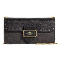 Coach Morgan 20 Classic Monogram Studded Closure Leather Detail Small Shoulder Crossbody Bag Women bags Black CF474-IMOSN Basic Set (Bag+Dust Bag)