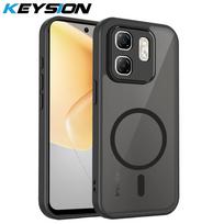 KEYSION magnetinis telefono dėklas skirtas for Infinix Smart 9, minkštas silikonas+PC matinis permatomas smūgiams atsparus galinis dangtelis skirtas Infinix Hot 50i for Smart 9 juoda