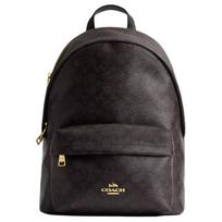 Coach Taylor 27 Logotipo dengto drobės kuprinė Maža moteriška kuprinė Auksinė riešuto spalvos Juoda CDW76-IMXAQ Basic Set (Bag+Dust Bag)