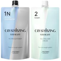 „Shiseido Crystallizing Straight N“ tiesintuvas, 1 dalis, lengvai ir vidutiniškai pažeistiems plaukams, 2 dalis, rinkinys - (plaukams) +