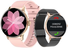 Išmanusis laikrodis Giewont moteriškas GW330-4 Pink Gold-Rose silikoninis dirželis + Black apyrankė | GW330-4
