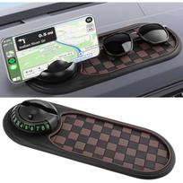 Automobilinis telefono laikiklis, prietaisų skydelio neslystantis kilimėlis, 360 laipsnių pasukimas, universalus laikiklis, parkavimo numerio ženklas, daugiafunkcis interjero aksesuaras juoda ruda spalva