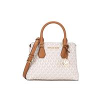 Michael Kors Mk Camille Senovinio gėlių logotipo rankinė su užtrauktuku Odinė rankinė Moteriška rankinė Balta 30F9GCAS1B-149 Basic Set (Bag+Dust Bag)