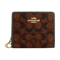 Coach Snap piniginė 10 Auksinės metalinės apdailos Signature veliūrinė lygaus odos piniginė Moteriška piniginė Truffle CCQ32-IMA7U Truffle