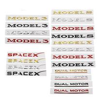 3D raidžių metalo logotipo vardinė lentelė DUAL MOTOR / PLAID / SPACE, skirta Tesla Model 3 XYS Galinės bagažinės emblemos lipdukų lipdukai 2022 m. model 3 juoda