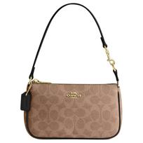 Coach Nolita 19 Rankinė su logotipu, užsegama užtrauktuku, padengta drobė, moteriška rankinė, ruda, juoda CW426-IMQRX Basic Set (Bag+Dust Bag)