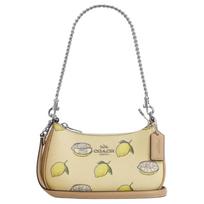 Coach Teri 20 Citrinų rašto Sidabrinės detalės Dengtas drobės Crossbody Pečių krepšys Mažas Moteriški krepšiai Geltonas CAL21-SVXUC Basic Set (Bag+Dust Bag)