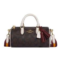 Coach Lacey 19 Klasikinis monogramos raštas Užtrauktukas Nuimamas peties dirželis Boston krepšys Moteriški rankiniai krepšiai Ruda Kreidė-Balta CB874-IMDGQ Basic Set (Bag+Dust Bag)