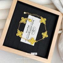 9999 24K real gold new Chinese style full diamond five-flower cross vajra bracelet women four-leaf clover bracelet auksas