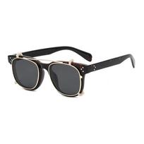 SHAUNA Retro Square Steampunk moteriški poliarizuoti akiniai nuo saulės Madingi nuimami akiniai