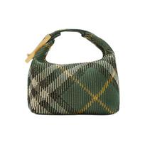 Burberry Peg raidės logotipas Užtrauktukas Langelių dizainas Nailoninė kelioninė rankinė Mini moteriškos rankinės Žaliasis gebenės 80820421 Basic Set (Bag+Dust Bag)