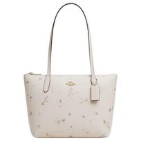 Coach Fiona 24 Top Zip Tote Bag su žvaigždžių raštu Moteriška tote rankinė Chalk-White CCL43-IMCAH Basic Set (Bag+Dust Bag)