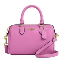 Coach Rowan 17 Metalinis logotipas Odinė petinė rankinė per petį Mažos moteriškos rankinės Violetinė CV404-IMFUS Basic Set (Bag+Dust Bag) pink