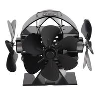 Heat Powered Stove Fan 3 Heads 18 Blade 270 Degree Blowing Fireplace Fan with Protective Cover Handle for Home Wood Burning Stov juoda