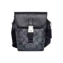 Coach Track 16 Klasikinis logotipas Pakabukas Padengtas drobės ir odos Mini krepšys per petį Vyriški krepšiai Pilka C3134-QBCHR Basic Set (Bag+Dust Bag)