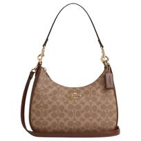 Coach Teri Signature 29 Logotipo Užtrauktuko Užsegimas Padengto Drobės Kryžmai ant Kūno Peties Rankinė Didelės Moteriškos Rankinės Ruda CV940-IMXHE Basic Set (Bag+Dust Bag)