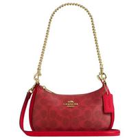 Coach Teri 19 Signature dengto drobės mini peties rankinė Moteriškos rankinės Auksinė Ryškiai raudona CW323-IMUP7 Basic Set (Bag+Dust Bag)