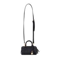 MCM Ella Monogramos Spaudinys Auksinis Užraktas Pakabukas Drobės Ir Odos Boston krepšys Mini Moteriški krepšiai Juoda MWBESEA01BK001 Basic Set (Bag+Dust Bag)