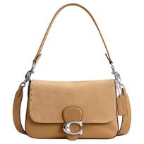 Coach Soft Tabby 26 Kniedžių Dekoracija Waste Land Stiliaus Suede Oda Rankinė Crossbody Peties Krepšys Vidutinio Dydžio Moteriškos rankinės Žemės Geltonos CU067-LHNM5 Basic Set (Bag+Dust Bag)