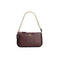 Coach Nolita 19 Auksinis Logotipas Klasikinis Monogramos Grandinėlės Anga Drobė Su Odine Peties Rankinė Moteriška peties rankinė Tamsiai Raudona CN385-IMFCG Basic Set (Bag+Dust Bag)
