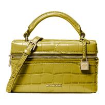 Michael Kors MK Jana Lock Dekoratyvus krokodilo rašto reljefinis odinis geometrinis pirkinių krepšys Mini moteriškos rankinės Geltonai-žalias 32F5GQ1C0E-APPLE Basic Set (Bag)