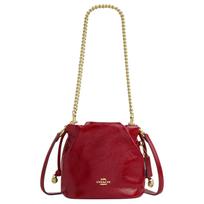 Coach Faye 18 Auksinis Logotipas Raišteliu Užtraukiamas Maišelis Raukšlėtos Odos Mini Peties Rankinė Raudona Moteriškos Rankinės CDB68-IMPX1 Basic Set (Bag+Dust Bag)