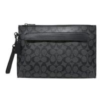 Coach Rankinė 30 Klasikinis logotipas Užtrauktukas Dengtas drobės ir odos Sankabėlė Didelė vyriška sankabėlė Juoda 29508-CQBK Basic Set (Bag+Dust Bag)