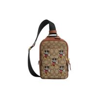 Coach X Disney Bendradarbiavimas 13 colių Mikio Siuvinėtas Spalvų Bloko Odinis ir Audinio Vidutinio Dydžio Pečių Crossbody Krepšys Vyriški krepšiai Chaki CM721-B4KM Gift Box Sets (Basic Set+Black Box)