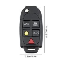 5 mygtukų sulankstomas silikoninis raktų dėklas-fobas, skirtas VOLVO S60 2000-2009 / S80 1999-2006 /V70 2000-2007 XC90 2002-2013 juoda