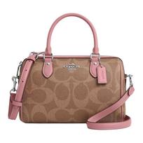 Coach Rowan Rankinė 25 Maxi Bowlingo Rankinė Signature Dengtas Drobės Crossbody Rankinė Moteriškos Rankinės Rožinė Ruda CCD76-SVYGG Basic Set (Bag+Dust Bag)