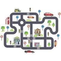 Automobilio kelio ženklų sienų lipdukai grindų lipdukai vaikų kambario dekoravimas lipnūs animaciniai lipdukai sienų meno lipdukai