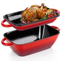 Ketaus puodas 3.5L ir dangtis «Grill» keptuvė 1.5L (emaliuotas)