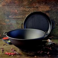 Kazanas WOK 12l su ketaus grill dangčiu keptuvė
