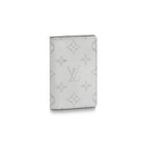 Louis Vuitton Pocket Organizer Monogram Leather Card Holder Men Wallets Gray White M30315 Basic Set (Bag+Dust Bag)