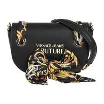 Versace Jeans Couture Logotipo Spaudos Šalikas Kaklaraištis Atvartas Odinė Balnelio Rankinė Moteriška Peties Rankinė Juoda 74VA4BAB-ZS467-899 Black,Basic Set (Bag+Dust Bag)