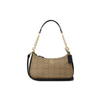 Coach Teri 24 Klasikinis monogramos užtrauktuku užsegamas drobės ir odos rankinė per petį Vidutinė Moteriškos rankinės Chaki Juoda CJ941-IMCBI Gift Box Sets (Basic Set+Black Box)