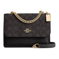 „Coach Klare 18“ logotipo užsegimas su sagtimi, dirbtinės odos ir jaučio odos, mažas moteriškas krepšys per petį, juodas, CW206-IMXAQ. Basic Set (Bag+Dust Bag)