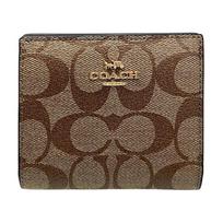 Coach Snap Piniginė 10 raukščių Trumpa dengto audinio su odiniu kortelių laikikliu Piniginė Moteriška Piniginė Ruda C3309-IMCBI Basic Set (Bag+Dust Bag)