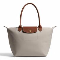Longchamp Le Pliage Originalinis įspaustas logotipas Koldūno formos krepšys Iš perdirbto nailono Rankinė ant peties Vidutinio dydžio Moteriškos rankinės Akmens spalva 2605089349 Basic Set (Bag)