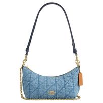Rankinė ant peties Coach Caitlin 24, dygsniuota, su auksiniais akcentais, iš audinio ir odos, vidutinio dydžio, moteriška, spalva Indigo, CDZ89-IMTYV Basic Set (Bag+Dust Bag)