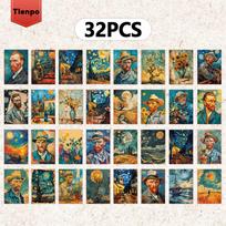 32 vnt./rinkinys Van Gogo atvirukai, vintažinio stiliaus 3,93x5,7 colio, vidaus miegamojo dekoravimas, atvirukai žinutėms, Van Gogo atvirukai