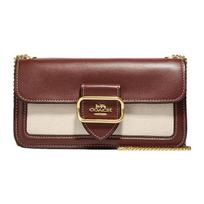 Coach Morgan 20 Metalinis Logotipas Spaudė Drobės Ir Veršio Odos Pečių Crossbody Krepšys Didelės Moteriškos Rankinės Raudona Smėlio CH738-IMNAM Basic Set (Bag+Dust Bag)