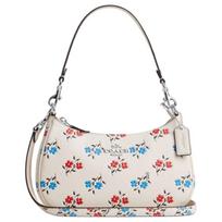 Coach Teri 24 Floral Print Pebble Leather Tote Shoulder Bag Medium Women bags Silver Multicolor CT830-SVCAH Basic Set (Bag+Dust Bag)