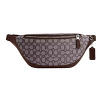 Treneris Warren 40 Klasikinis monogramos Užtrauktuko užsegimas Signature Jacquard Akmenukų odos juosmens krepšys Didelis vyriškas juosmens krepšys Sidabrinis Ąžuolo Klevas CT815-SVS8S Basic Set (Bag+Dust Bag)
