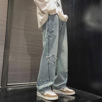Trendy Men's American Star Wide-Leg Flared Jeans - Summer High-Street Style Triple Extra Large mėlyna