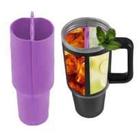 2-in-1 Gėrimų separatorius Silikoninis įdėklas Stanley 40 oz puodeliui Puodelio skirstytuvas Priedai Vidinis puodelio skyrius Dėklas dvipusiam gėrimui violetinė