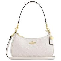 Coach Teri 25 Klasikinis logotipas Perlamuota lakuota oda ir lygios odos rankinė per petį su rankenomis Vidutinė Moteriškos rankinės Balta CDA98-IMCHK Basic Set (Bag+Dust Bag)